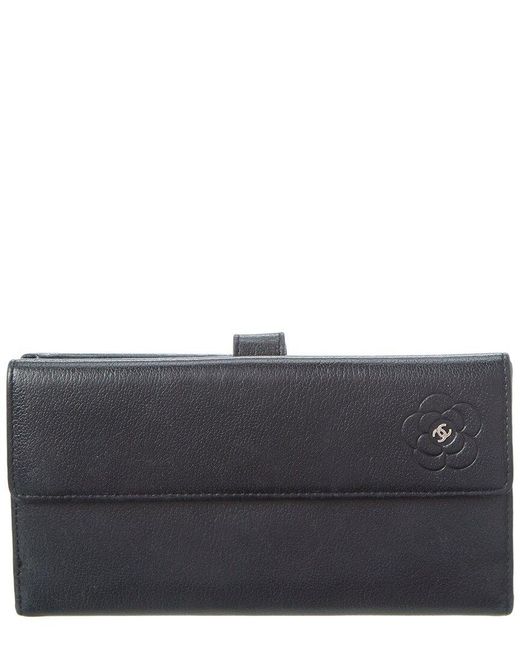 Chanel Gray Lambskin Leather Cc Wallet (Authentic Pre-Owned)