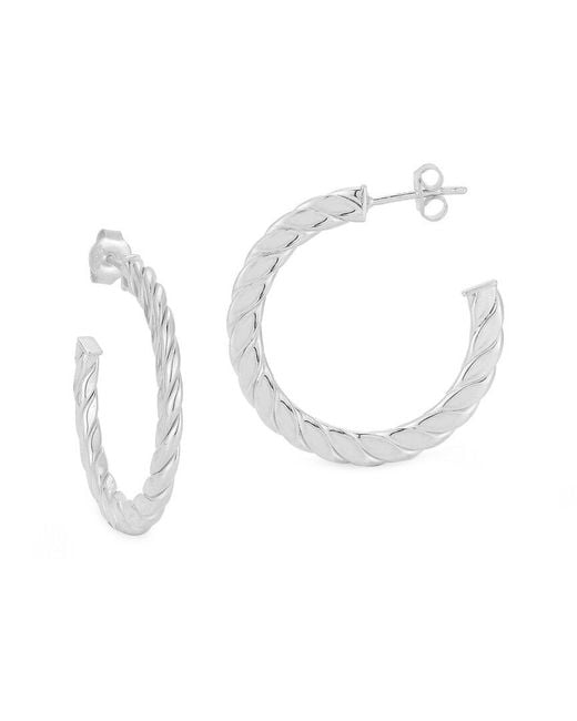 Chloe and Madison White Silver Small Flattened Twist Hoops
