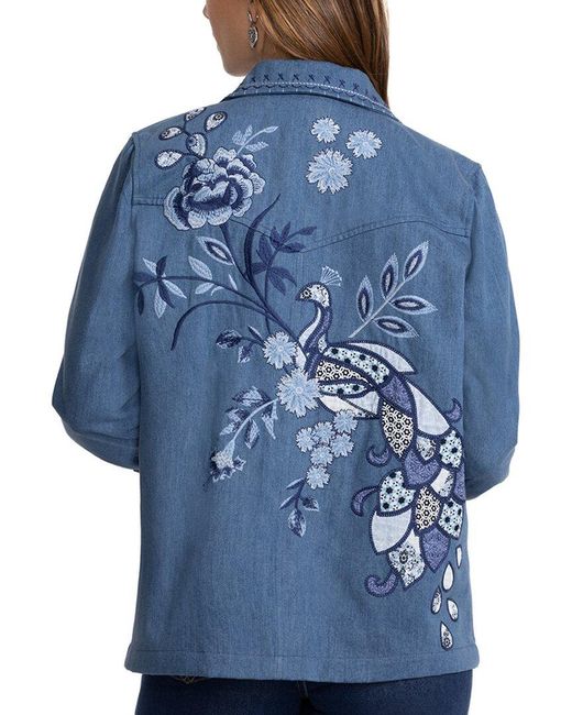 Johnny Was Blue Petite Shirley Jacket