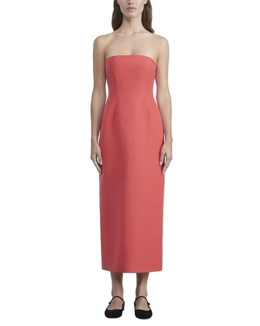 Lafayette 148 New York Red Fitted Strapless Wool & Silk-blend Corset Dress