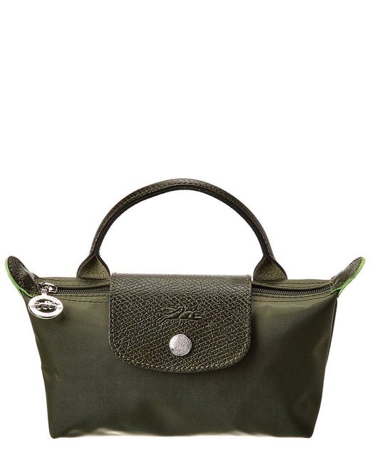 Longchamp Black Le Pliage Green Canvas Cosmetic Bag