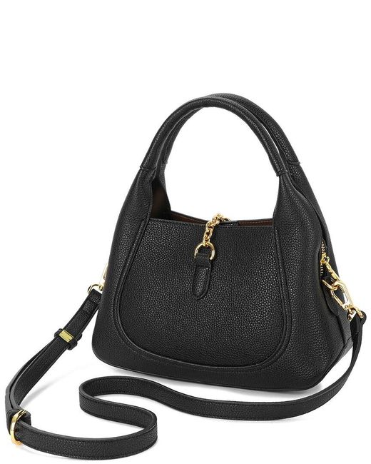 Tiffany & Fred Paris Black Pebbled Leather Top Handle Shoulder Bag