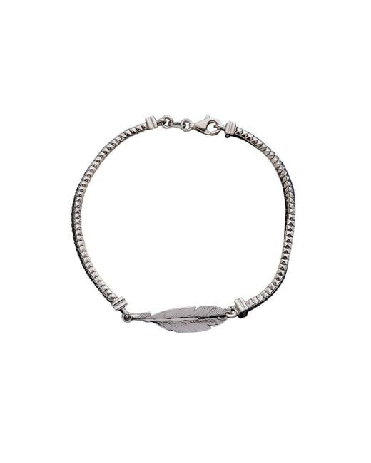 Italian Silver Metallic Square Python Link Feather Bracelet