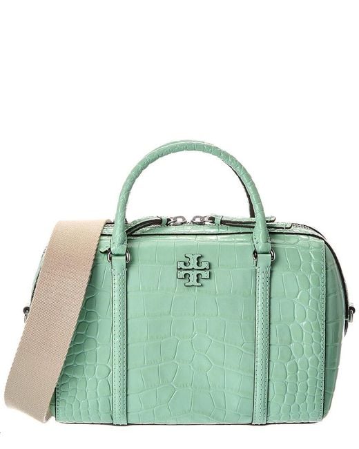 Tory Burch Green Thea Embossed Leather Satchel