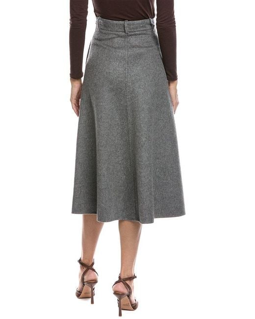 Brunello Cucinelli Gray Wool Midi Skirt