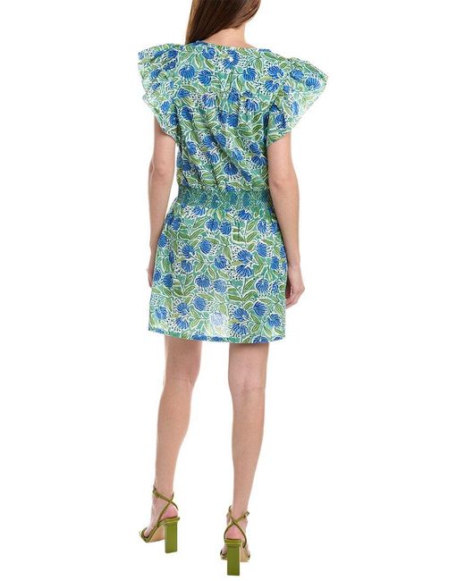 Lilla P Blue Smocked Waist Mini Dress