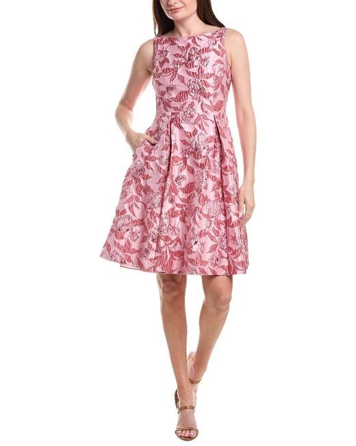 Adrianna Papell Red Floral Jacquard Mini Dress