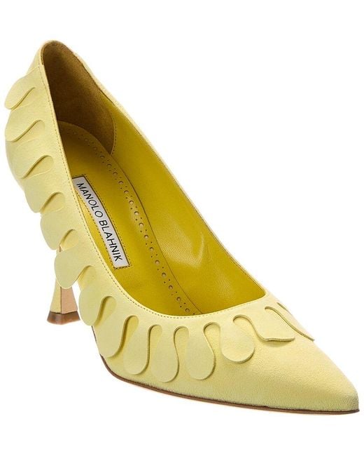Manolo Blahnik Yellow Tamak 90 Suede Pump