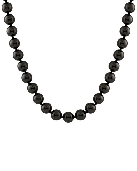 Splendid Metallic Rhodium Plated Silver 14-15mm Shell Pearl Necklace