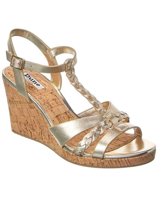 Dune Metallic Koali Leather Wedge Sandal
