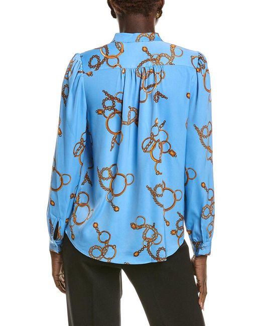Tahari Blue Button Down Blouse