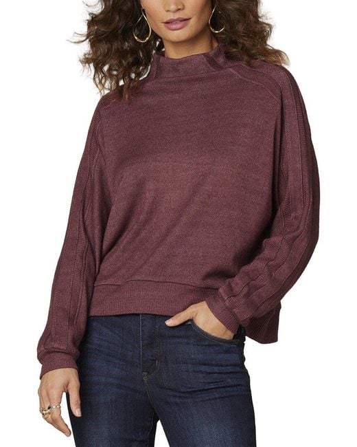 Wit & Wisdom Purple Mixed Media Knit Top