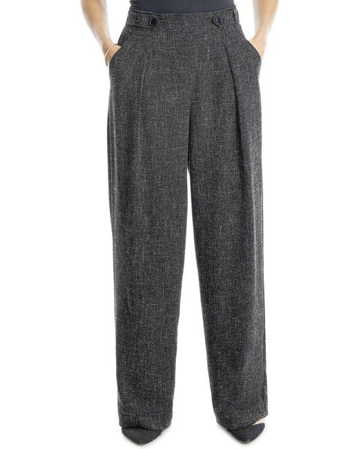 Max Studio Gray Waist Tab Pleated Wide Leg Pant