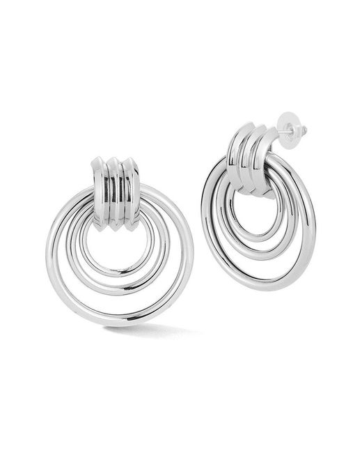 Glaze Jewelry White Plated Bold Triple-Hoop Drop Earrings