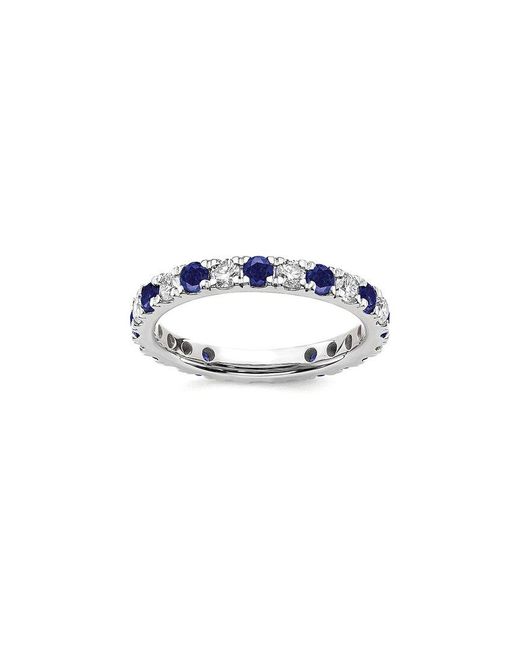 Lab Grown Gemstones Blue 14K 1.75 Ct. Tw. Lab-Grown Diamond & Lab-Grown Sapphire Eternity Ring