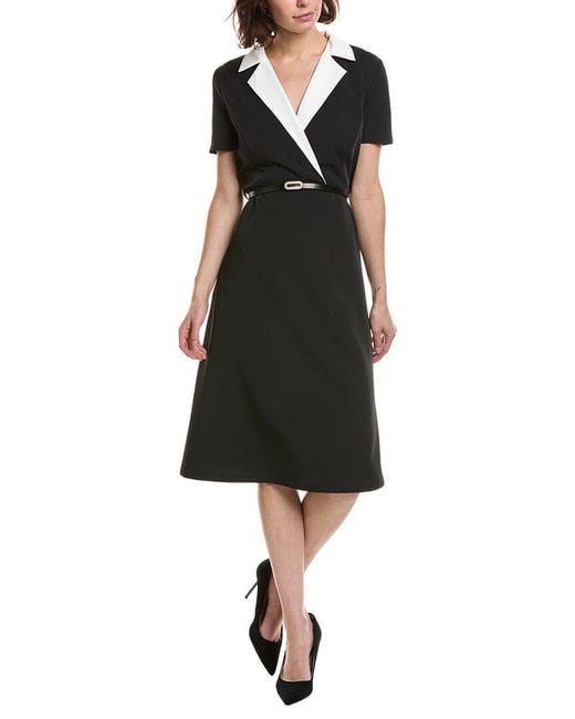 Pascale La Mode Black Contrast Collar A-Line Dress