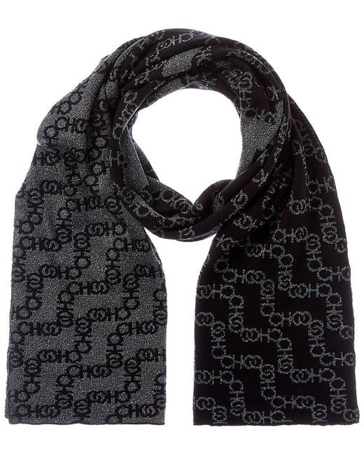 Jimmy Choo Black Wool-Blend Scarf