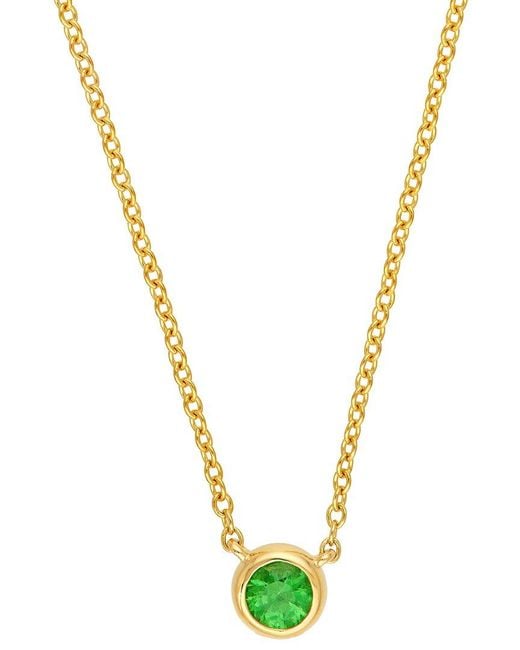 HAWLEY ST Metallic 14K 0.13 Ct. Tw. Tsavorite Bezel Necklace