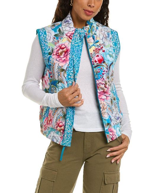Johnny Was Blue Prisma Quilted Vest