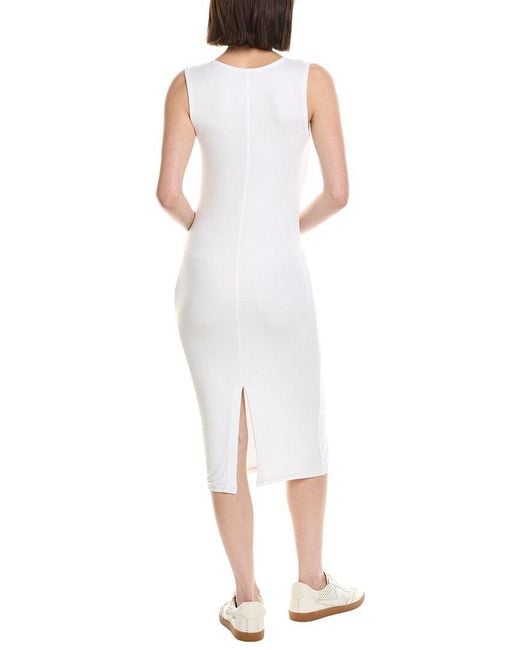 ATM White Rib Henley Dress