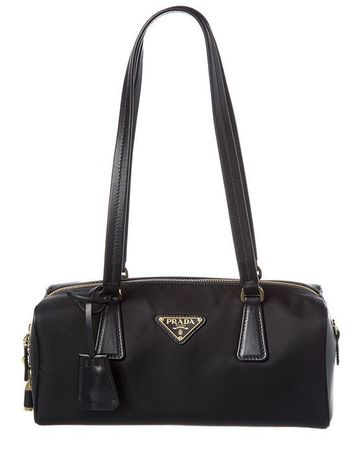 【PRADA】RE-NYLON AND LEATHER MEDIUM TOP-HANDLE BAG Prada Re-Nylon and Leather Medium Top-Handle Bag with