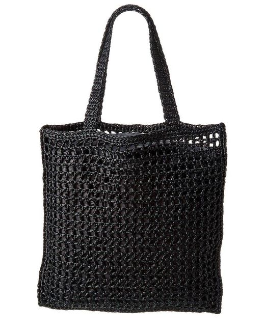 Prada Black Logo Raffia Tote