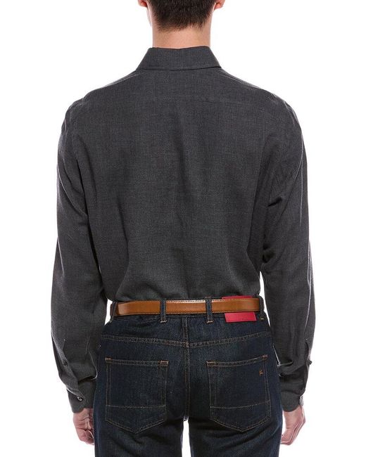 Isaia Black Cashmere-Blend Mix Sport Shirt for men
