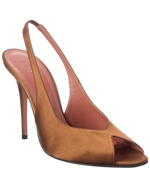 AMINA MUADDI Brown Kristina Satin Slingback Sandal