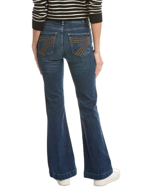 7 For All Mankind Blue Dojo Tailorless Cambridge Flare Jean