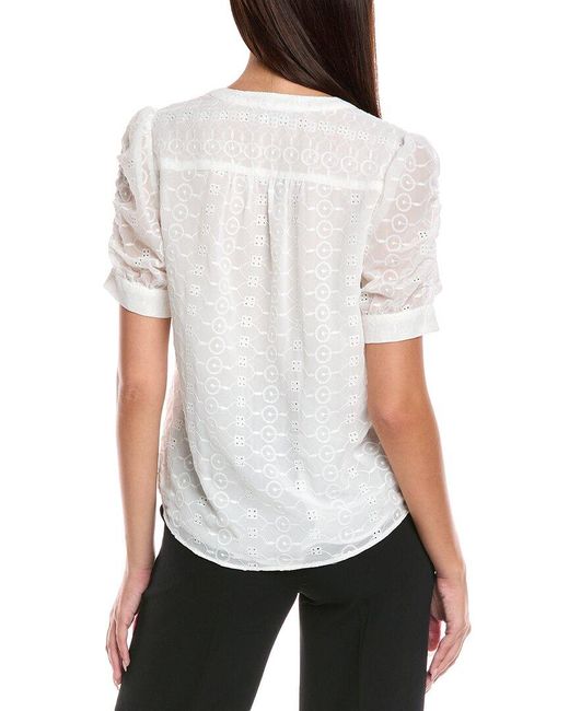 Tahari White Button Blouse