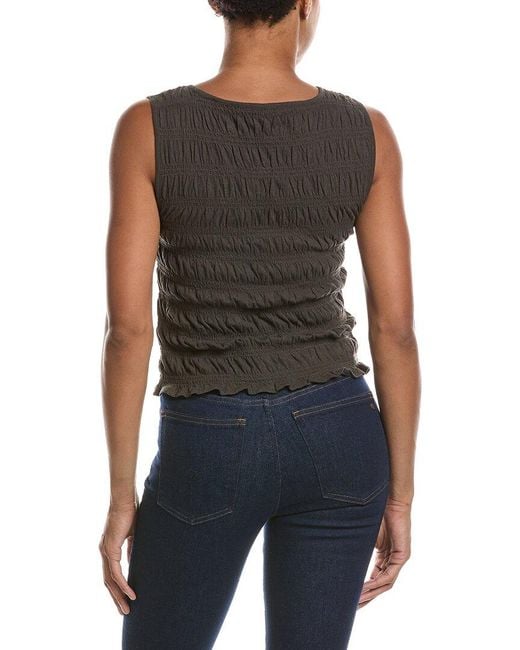 Madewell Gray Sachi Smocked Linen-Blend Tank
