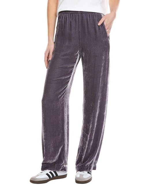 Velvet By Graham & Spencer Purple Sorine Velvet Silk-Blend Pant