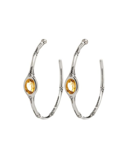 John Hardy White Bamboo Silver Citrine Earrings