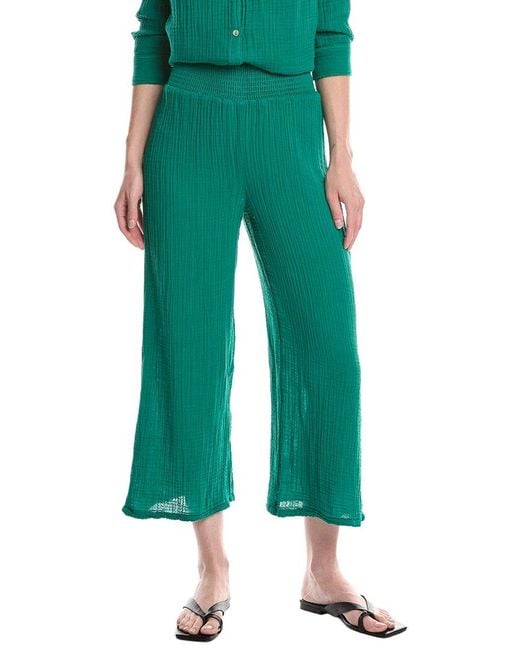 Michael Stars Green Medina Smocked Waist Cropped Pant
