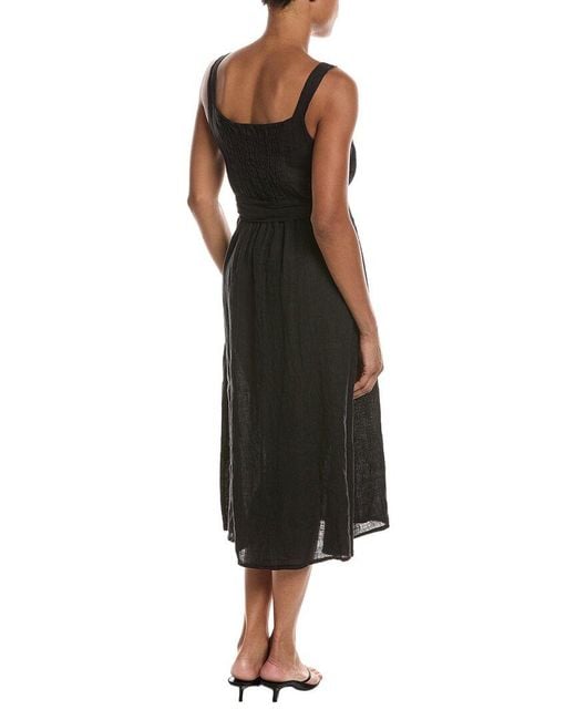 Persaman New York Black Linen Midi Dress