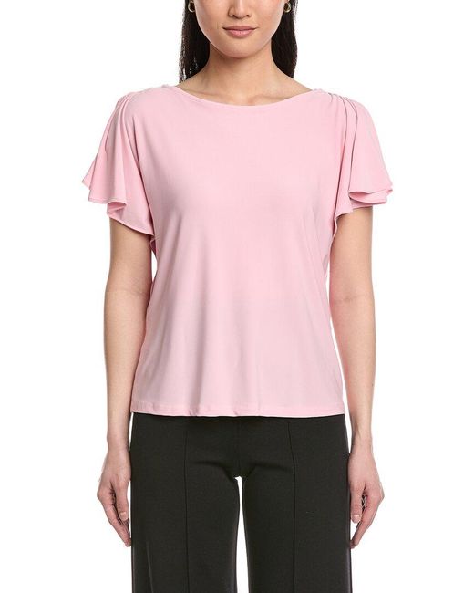 Anne Klein Pink Cascade Flutter Sleeve Top