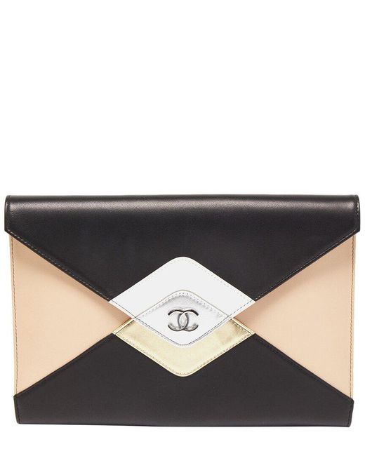 Chanel Black Leather Cc Clutch (Authentic Pre-Owned)