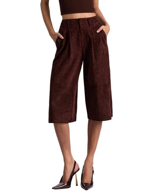 Alice + Olivia Red Eloise Suede Gaucho Pant