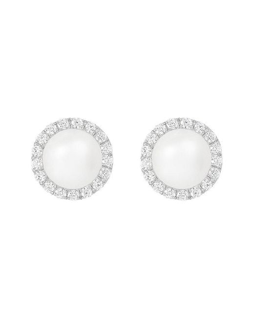 Splendid White 6.5-7Mm Pearl Cz Dangle Set
