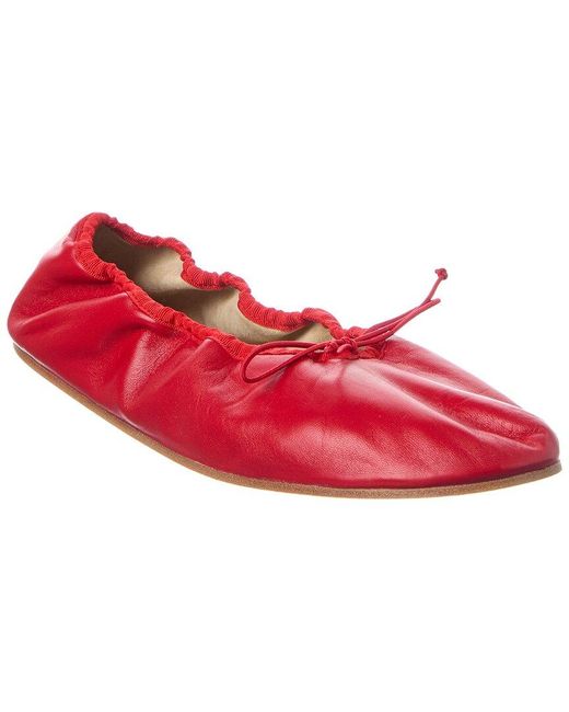 The Row Red Bow Leather Flat
