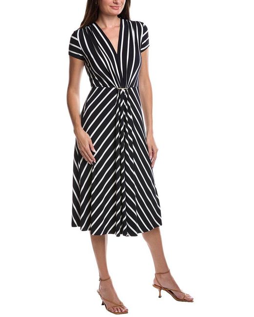 Joseph Ribkoff Black Gathered Front Midi Dress