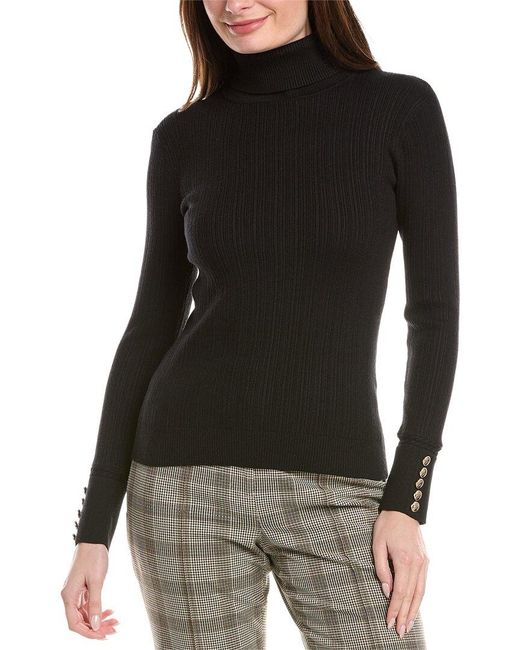Tahari Black Turtleneck Rib Sweater