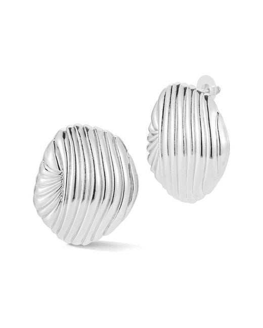 Glaze Jewelry White Plated Shell-Inspired Statement Stud Earrings