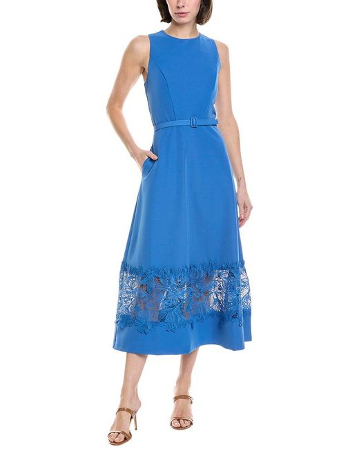 Kay Unger Blue Vivianne Midi Dress