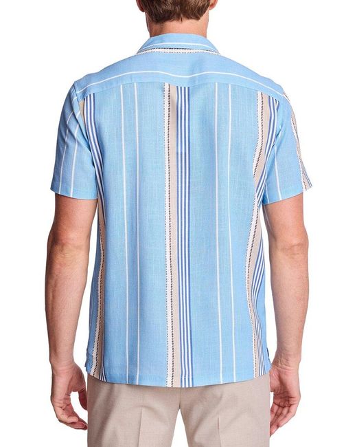 Paisley & Gray Blue Linen-Blend Shirt for men