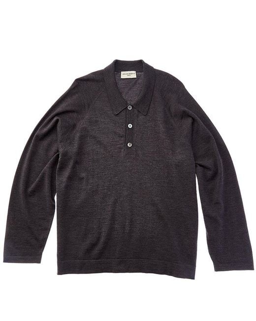 Officine Generale Blue Kass Wool Polo Sweater for men