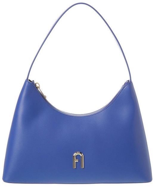 Furla Blue Diamante Small Leather Shoulder Bag