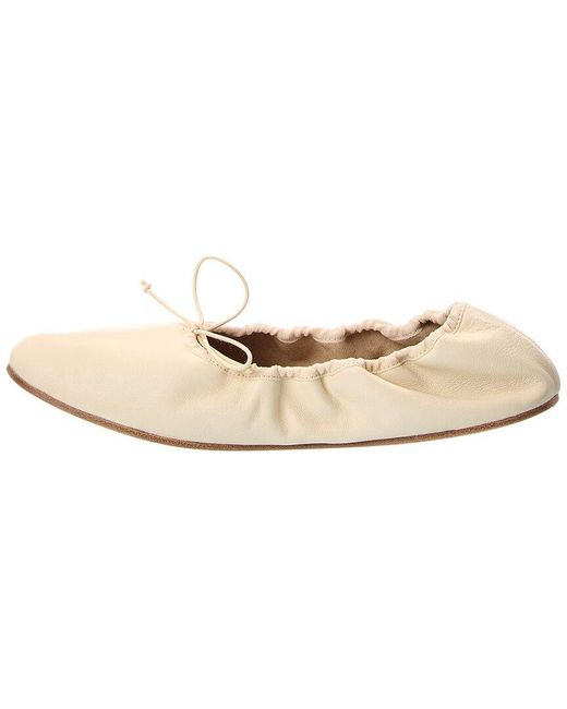 The Row White Bow Leather Flat