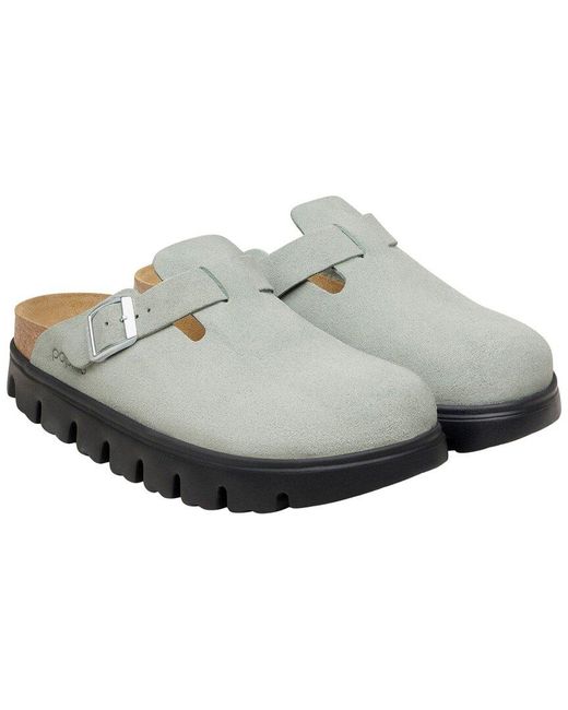 Birkenstock White Boston Chunky Suede Sandal