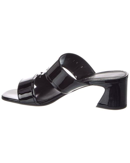 Ferragamo Black Tot Patent Sandal